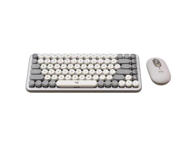 Logitech POP Keys & Mouse Wireless Bundle (Smokey Grey) - Dual Mode Connectivity, Silent Touch Technology, 87-Key Compact Layout