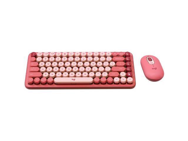 Logitech POP Wireless Keyboard + Mouse Combo (Electric Pink) - Bluetooth 5.0, TTC Tactile Switches, Modern Vintage Design