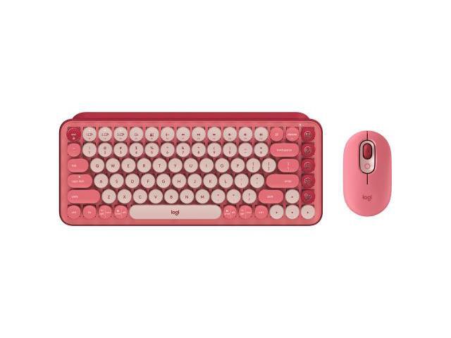 Logitech POP Wireless Keyboard + Mouse Combo (Electric Pink) - Bluetooth 5.0, TTC Tactile Switches, Modern Vintage Design