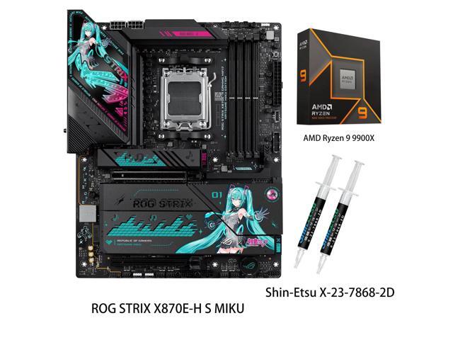 ASUS ROG STRIX X870E-H S MIKU motherboard & AMD Ryzen 9 9900X CPU Combo, GAMING WIFI7 HATSUNE MIKU EDITION, AMD X870E ATX motherboard, Core Flex,.