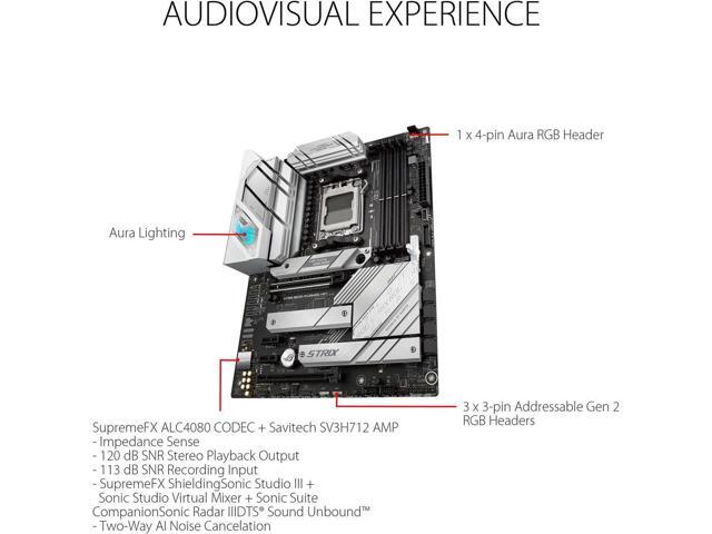 ASUS ROG Strix B650-A Gaming WiFi AMD B650 AM5 Ryzen Desktop 9000 8000 & 7000 ATX motherboard, 12 + 2 power stages, DDR5, 3x M.2 slot, PCIe 4.0,...