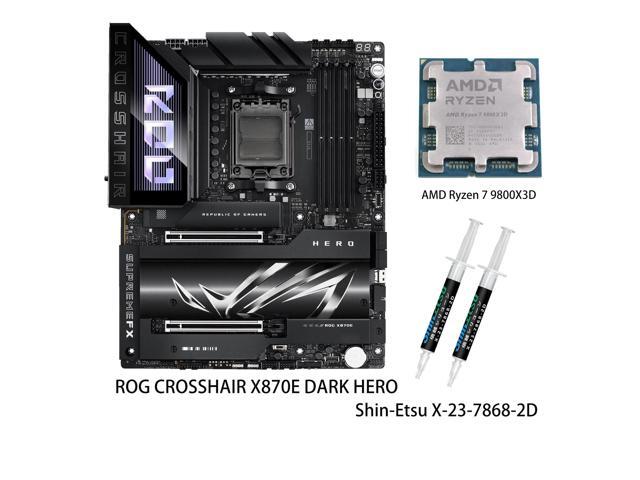 ASUS ROG Crosshair X870E Dark Hero ATX motherboard & AMD Ryzen 7 9800X3D CPU Combo, AMD AM5, DDR5 slots, 5 M.2 slots, 3D VC M.2 heatsink, USB4, AI...