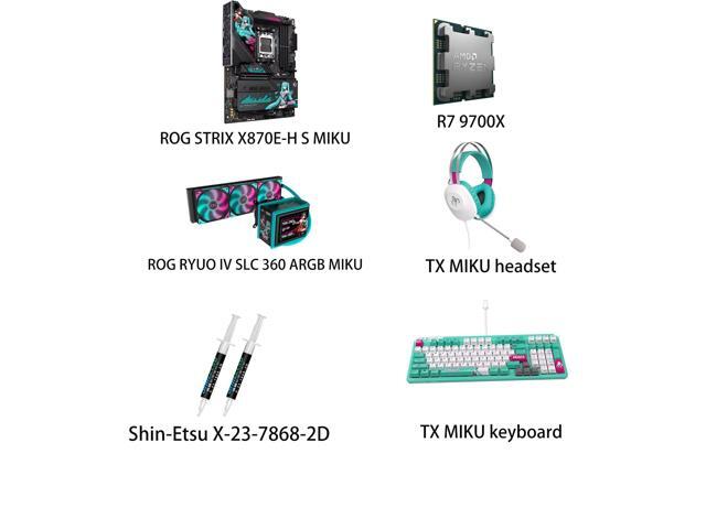 ASUS ROG STRIX X870E-H S MIKU motherboard & CPU & Cooler& Combo, GAMING WIFI7 HATSUNE MIKU EDITION, AMD X870E ATX motherboard, Core Flex, DDR5, PCIe...