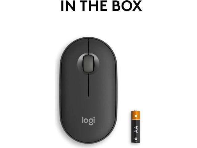 Logitech Pebble 2 M350s Mouse, Slim, compact Bluetooth Wireless, customizable button, Multi-device pairing, Black, Graphite