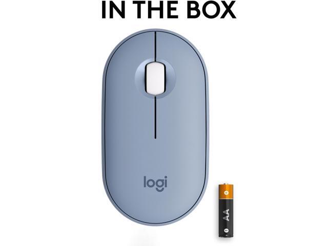 Logitech Pebble 2 M350s Mouse, Slim, compact Bluetooth Wireless, customizable button, Multi-device pairing, Tonal Blue