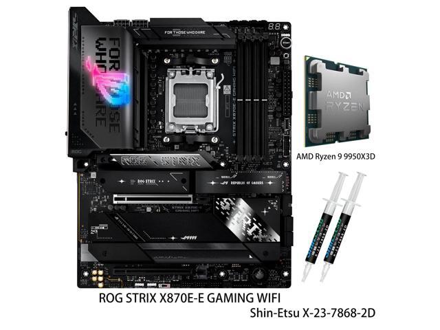 ASUS ROG STRIX X870E-E GAMING WIFI Motherboard & AMD Ryzen 9 9950X3D CPU Combo, AM5 X870 ATX,18+2+2 power stages, Dynamic OC Switcher, Core...