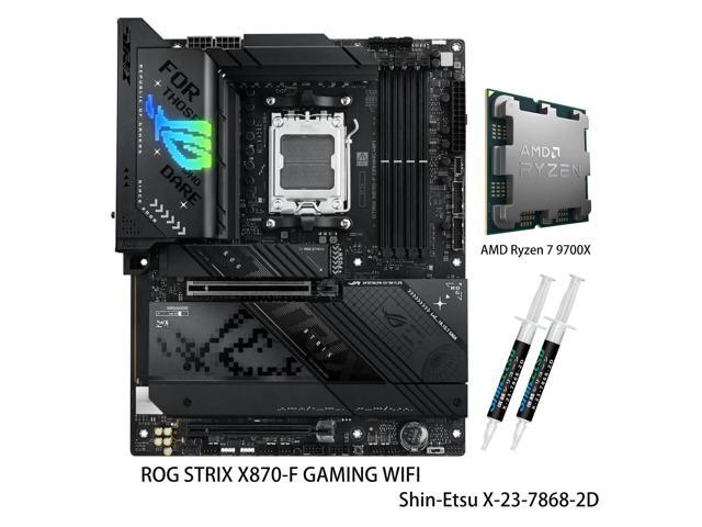 ASUS ROG STRIX X870-F GAMING WIFI Motherboard & AMD Ryzen 7 9700X CPU Combo, X870 ATX AM5, four M.2 slots, 2 USB4 ports, USB 10Gbps Type-C with...