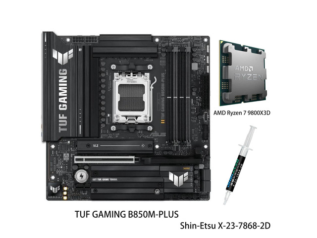 ASUS TUF GAMING B850M-PLUS Motherboard & AMD Ryzen 7 9800X3D CPU Combo, AMD B850 mATX motherboard,AM5 DDR5, three M.2slots, Realtek 2.5Gb...