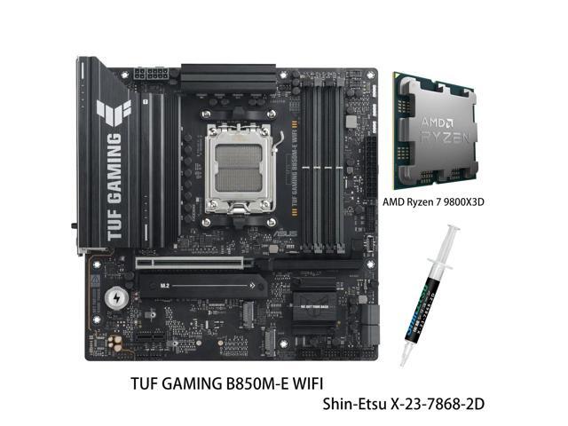 ASUS TUF GAMING B850M-E WIFI Motherboard & AMD Ryzen 7 9800X3D CPU Combo, AMD B850 mATX motherboard AM5, three M.2 DisplayPort, rear USB10Gbps...