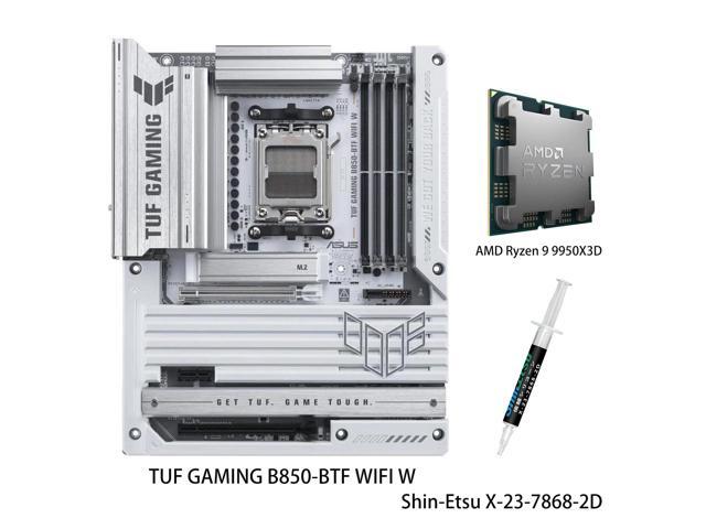 ASUS TUF GAMING B850-BTF WIFI W Motherboard & AMD Ryzen 9 9950X3D CPU Combo, AMD B850 ATX Motherboard,AM5,Hidden-Connector Design,14+2+1 80A DrMOS...