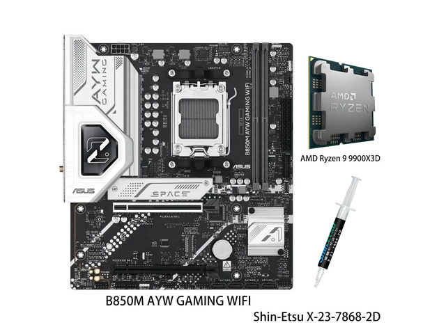 ASUS B850M AYW GAMING WIFI Motherboard & AMD Ryzen 9 9900X3D CPU Combo, AMD B850 micro-ATXmotherboard AM5, DDR5, PCle 5.0Ready, Wi-Fi 6,Realtek...