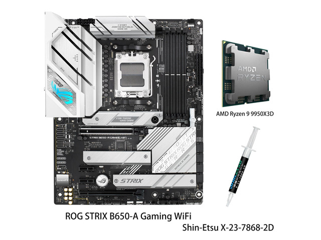 ASUS ROG Strix B650-A Gaming WiFi Motherboard & AMD Ryzen 9 9950X3D CPU Combo, AMD B650 AM5 ATX motherboard, 12 + 2 power stages,DDR5, 3x M.2...