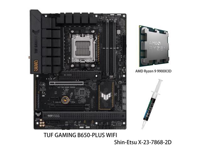 ASUS TUF GAMING B650-PLUS WIFI Motherboard & AMD Ryzen 9 9900X3D CPU Combo, AMD B650 AM5 Ryzen Desktop 9000 8000 and 7000 ATX motherboard, 14 power...