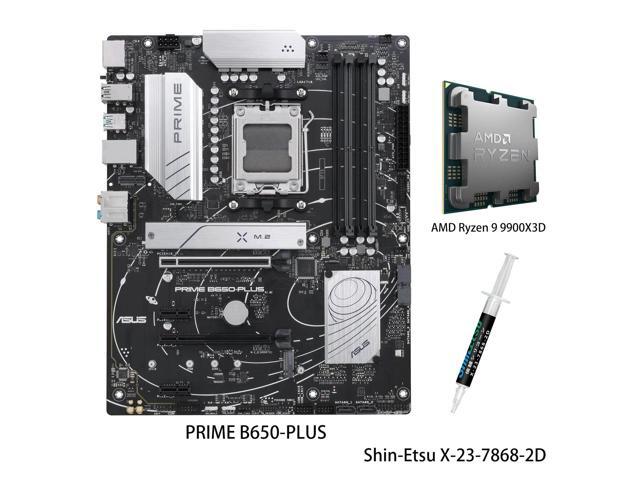 ASUS PRIME B650-PLUS Motherboard & AMD Ryzen 9 9900X3D CPU Combo, AMD B650 AM5 ATX, DDR5, PCIe 5.0 M.2, 2.5Gb LAN, DP, HDMIÂ®, SATA 6Gbps, USB 3.2.