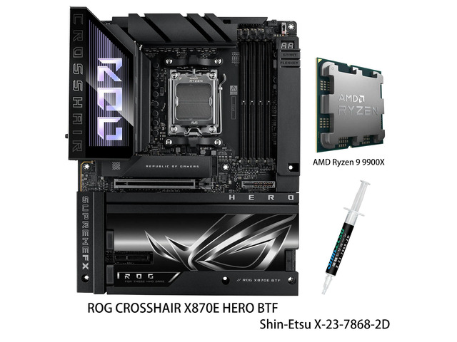 ASUS ROG CROSSHAIR X870E HERO BTF Motherboard & AMD Ryzen 9 9900X CPU Combo, AMD X870E ATX, 18+2+2 Power, DDR5, WiFi 7, 5x M.2, PCIe 5.0, USB4,...