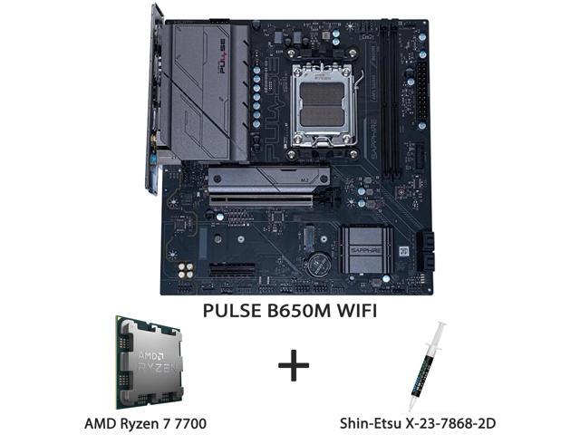 Sapphire PULSE B650M WIFI AM5 ATX Motherboard + AMD Ryzen 7 7700 8-Core 16-Thread Zen 4 Processor Combo Kit. Features 7+2+1 Phase Power, WiFi 6E,...