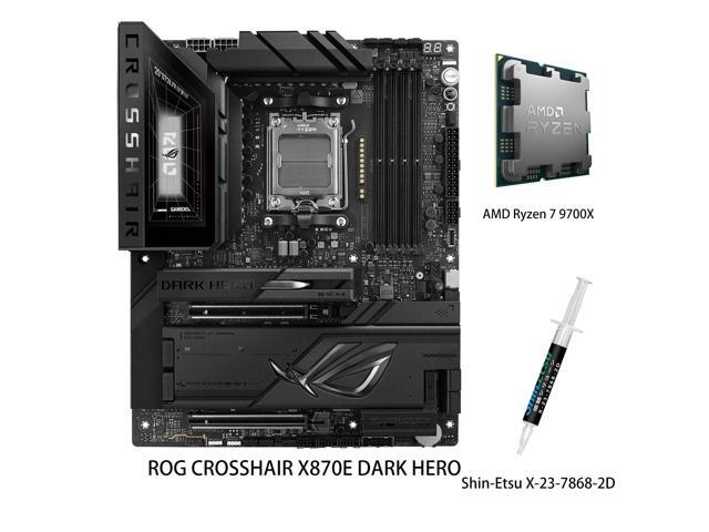 ASUS ROG Crosshair X870E Dark Hero ATX motherboard & AMD Ryzen 7 9700X CPU Combo, AMD AM5, DDR5 slots, 5 M.2 slots, 3D VC M.2 heatsink, USB4, AI...