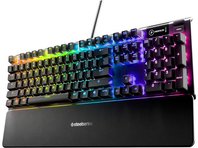 SteelSeries Apex 5 Black Full Size Wired Gaming Keyboard, Hybrid Blue Mechanical Switches, Per-Key RGB Backlighting, OLED Smart Display,.