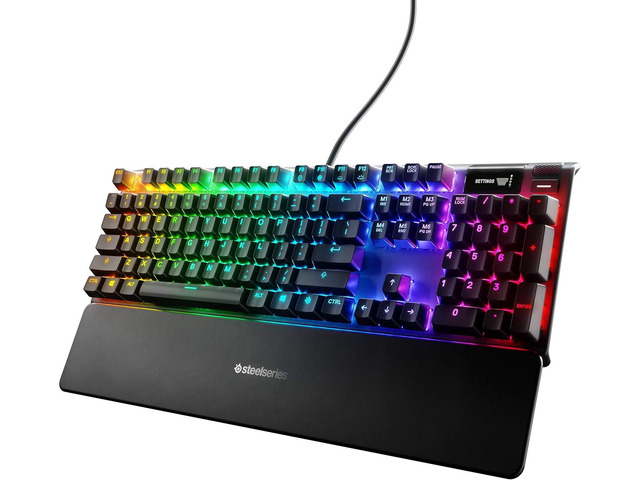 SteelSeries Apex 7 Blue Switch Wired Gaming Keyboard, QX2 Clicky Mechanical Switches 50M Lifespan, OLED Smart Display, Aircraft-Grade Aluminum...