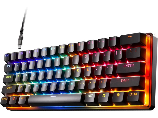 SteelSeries Apex 9 Mini Black 60% Wired Gaming Keyboard, OptiPoint Optical Switches, Adjustable Actuation, Hot-Swappable, Per-Key RGB, Aluminum...