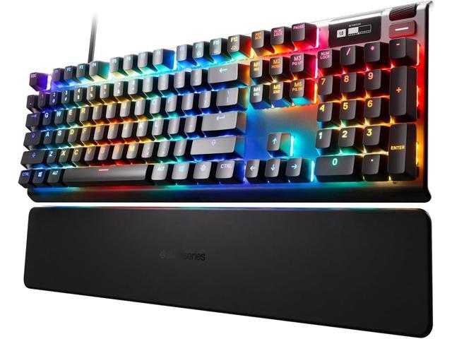 SteelSeries Apex Pro Black Full Size Wired Mechanical Gaming Keyboard, Adjustable OmniPoint Switches, 0.4-3.6mm Actuation, Per-Key RGB.