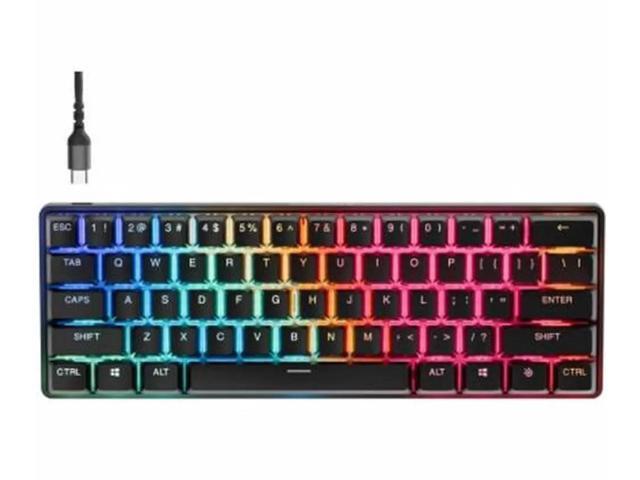 SteelSeries Apex Pro Mini Gen 3 Black 60% Wired Mechanical Gaming Keyboard, OmniPoint 3.0 HyperMagnetic Switches, 0.1-4.0mm Actuation, Rapid.