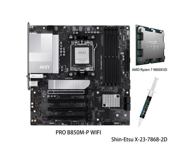 MSI PRO B850M-P WIFI Motherboard & AMD Ryzen 7 9800X3D CPU Combo, AM5 AMD B850 support PCIe 5.0 SATA 6Gb/s Displayport1.4 HDMI Wi-Fi 7 5G LAN,... MSI PRO B850M-P WIFI Motherboard & AMD Ryzen 7 9800X3D CPU Combo, AM5 AMD B850 support PCIe 5.0 SATA 6Gb/s Displayport1.4 HDMI Wi-Fi 7 5G LAN,...