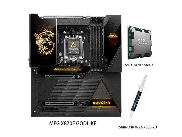 MSI MEG X870E GODLIKE Motherboard & AMD Ryzen 5 9600X CPU Combo, MEG X870E GODLIKE AM5 AMD X870E Extended ATX Motherboard