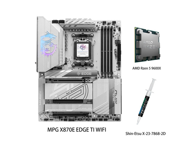 MSI MPG MPG X870E EDGE TI WIFI Motherboard & AMD Ryzen 5 9600X CPU Combo,AM5 AMD X870E SATA 6Gb/s 5G LAN DDR5 M.2 Wi-Fi 7 ATX Motherboards