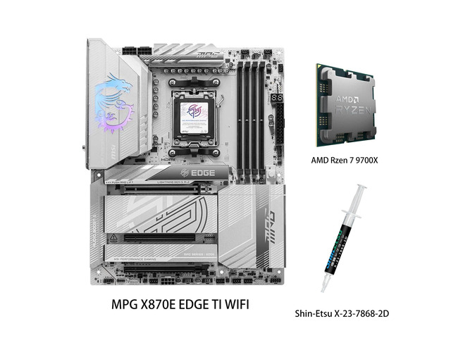 MSI MPG MPG X870E EDGE TI WIFI Motherboard & AMD Ryzen 7 9700X CPU Combo,AM5 AMD X870E SATA 6Gb/s 5G LAN DDR5 M.2 Wi-Fi 7 ATX Motherboards