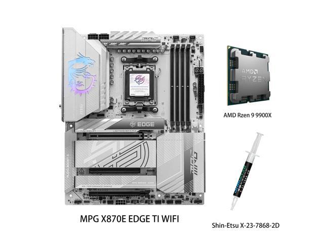 MSI MPG MPG X870E EDGE TI WIFI Motherboard & AMD Ryzen 9 9900X CPU Combo,AM5 AMD X870E SATA 6Gb/s 5G LAN DDR5 M.2 Wi-Fi 7 ATX Motherboards