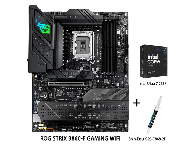 ASUS ROG STRIX B860-F GAMING WIFI Motherboard & Intel Ultra 7 265K CPU Combo,Intel B860 LGA 1851 ATX motherboard,one Thunderbolt 4 port,ASUS AI...