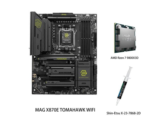 MSI MAG MAG X870E TOMAHAWK WIFI Motherboard & AMD Ryzen 7 9800X3D CPU Combo, AM5 AMD X870E SATA 6Gb/s M.2 DDR5 Wi-Fi 7 5G LAN ATX Motherboards