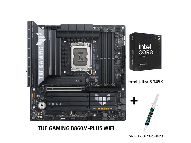 ASUS TUF GAMING B860M-PLUS WIFI Motherboard & Intel Ultra 5 245K CPU Combo,B860 LGA 1851 mATX motherboard, Intel Core Ultra Series 2 Ready, AI PC,...