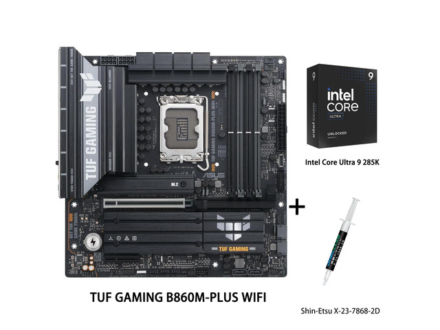 ASUS TUF GAMING B860M-PLUS WIFI Motherboard & Intel Ultra 9 285K CPU Combo,B860 LGA 1851 mATX motherboard, Intel Core Ultra Series 2 Ready, AI PC,...