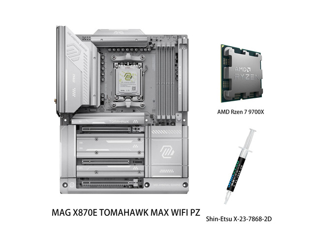 MSI MAG X870E TOMAHAWK MAX WIFI PZ Motherboard & AMD Ryzen 7 9700X CPU Combo, AM5 AMD X870E Back Connect Motherboard, SATA 6Gb/s M.2 DDR5 Wi-Fi 7...