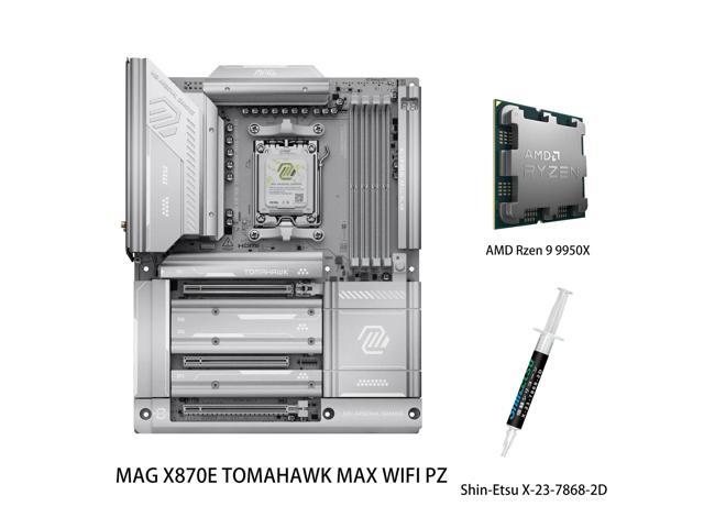 MSI MAG X870E TOMAHAWK MAX WIFI PZ Motherboard & AMD Ryzen 9 9950X CPU Combo, AM5 AMD X870E Back Connect Motherboard, SATA 6Gb/s M.2 DDR5 Wi-Fi 7...