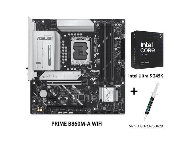 ASUS PRIME B860M-A WIFI-CSM Motherboard & Intel Ultra 5 245K CPU Combo,B860 LGA 1851 mATX motherboard,Intel Core Ultra Series 2 Ready,Advanced AI...