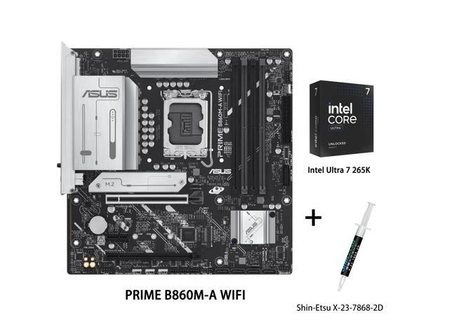 ASUS PRIME B860M-A WIFI-CSM Motherboard & Intel Ultra 7 265K CPU Combo,B860 LGA 1851 mATX motherboard,Intel Core Ultra Series 2 Ready,Advanced AI...