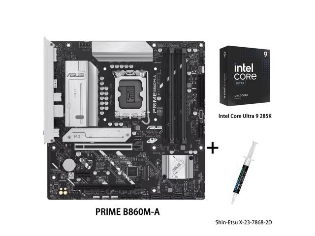 ASUS PRIME B860M-A Motherboard & Intel Ultra 9 285K CPU Combo,Intel B860 (LGA 1851)mATX motherboard, DDR5, PCle 5.0x16 slot, dual DisplayPort,rear...