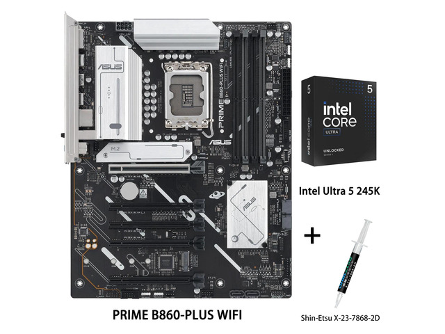 ASUS PRIME B860-PLUS WIFI Motherboard & Intel Ultra 5 245K CPU Combo,B860 LGA 1851 ATX motherboard, Intel Core Ultra Series 2 Ready, Advanced AI...