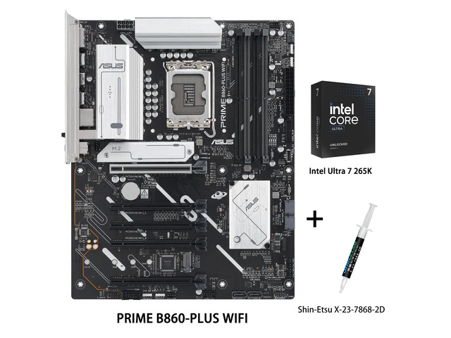 ASUS PRIME B860-PLUS WIFI Motherboard & Intel Ultra 7 265K CPU Combo,B860 LGA 1851 ATX motherboard, Intel Core Ultra Series 2 Ready, Advanced AI...