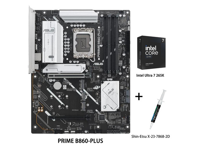 ASUS PRIME B860-PLUS Motherboard & Intel Ultra 7 265K CPU Combo,Intel B860 (LGA 1851) ATX motherboard, DDR5, PCIe 5.0 x16 SafeSlot, DisplayPort,...