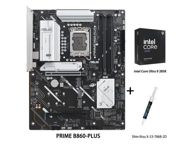 ASUS PRIME B860-PLUS Motherboard & Intel Ultra 9 285K CPU Combo,Intel B860 (LGA 1851) ATX motherboard, DDR5, PCIe 5.0 x16 SafeSlot, DisplayPort,...