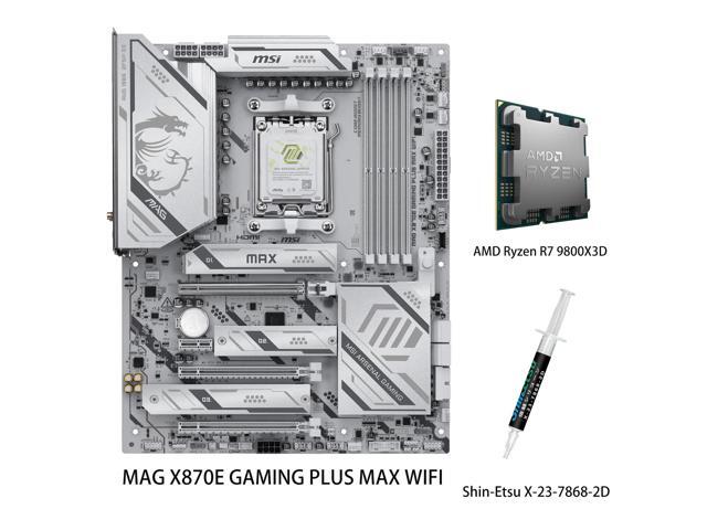 MSI MAG X870E GAMING PLUS MAX WIFI Motherboard & AMD Ryzen 7 9800X3D CPU Combo, ATX -AM5 - DDR5 Memory Boost (up to 8200+ MT/s OC), PCIe 5.0 x16,...