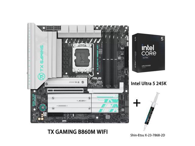 ASUS TX GAMING B860M WIFI Motherboard & Intel Ultra 5 245K CPU Combo,Intel B860 (LGA 1851) mATX Motherboard,AlPC,DDR5,AEMP 3.0,2.5G Wired LAN,Wi-Fi.