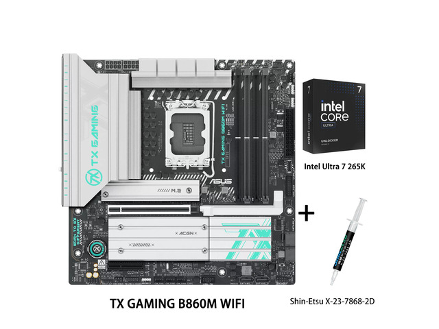 ASUS TX GAMING B860M WIFI Motherboard & Intel Ultra 7 265K CPU Combo,Intel B860 (LGA 1851) mATX Motherboard,AlPC,DDR5,AEMP 3.0,2.5G Wired LAN,Wi-Fi...