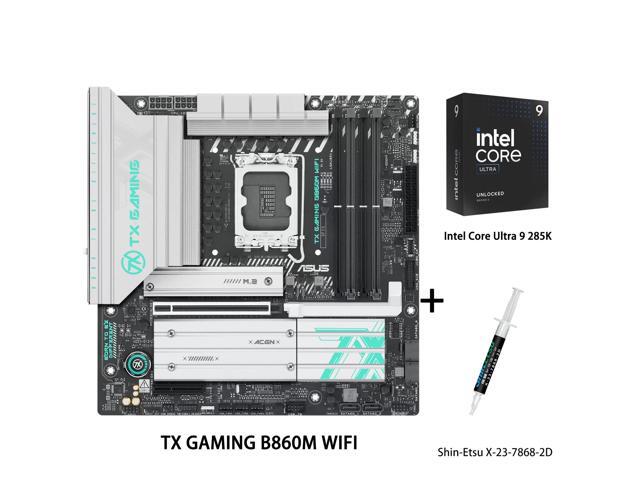 ASUS TX GAMING B860M WIFI Motherboard & Intel Ultra 9 285K CPU Combo,Intel B860 (LGA 1851) mATX Motherboard,AlPC,DDR5,AEMP 3.0,2.5G Wired LAN,Wi-Fi...