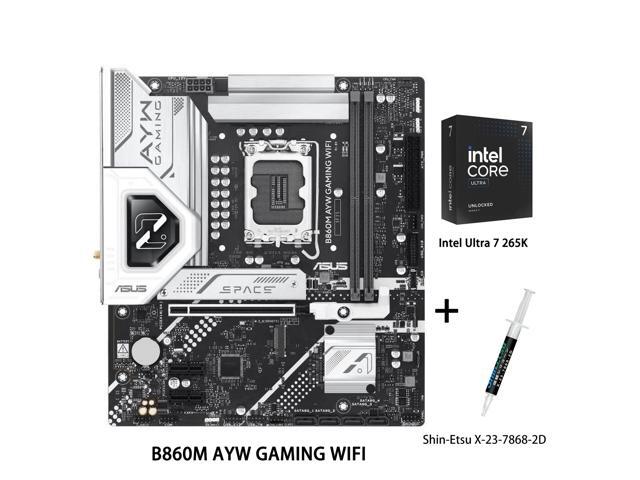 ASUS B860M AYW GAMING WIFI Motherboard & Intel Ultra 7 265K CPU Combo,Intel B860 LGA1851 micro-ATXmotherboard, DDR5 slots, PCle 4.0, front USB...