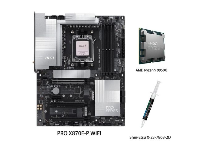 MSI PRO X870E-P WIFI Motherboard & AMD Ryzen 9 9900X CPU Combo, AM5 - 60A SPS VRM, DDR5 Memory Boost (8200+ MT/s OC), PCIe 5.0 x16 & 4.0 x16, M.2...